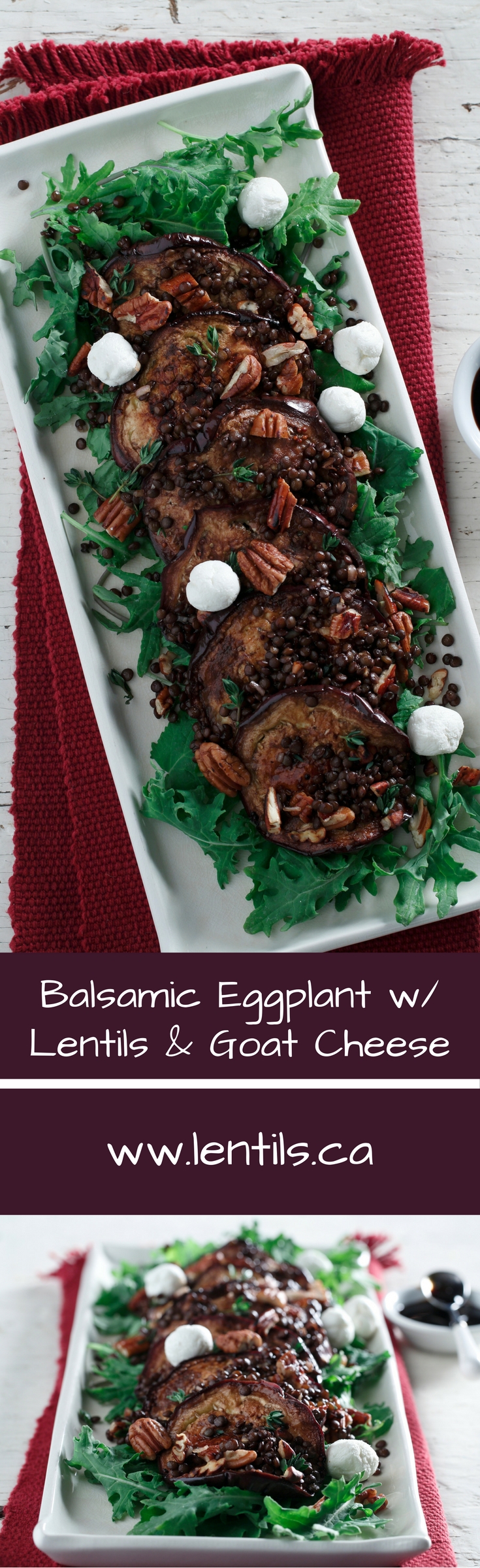 Balsamic Eggplant With Lentils And Goat Cheese