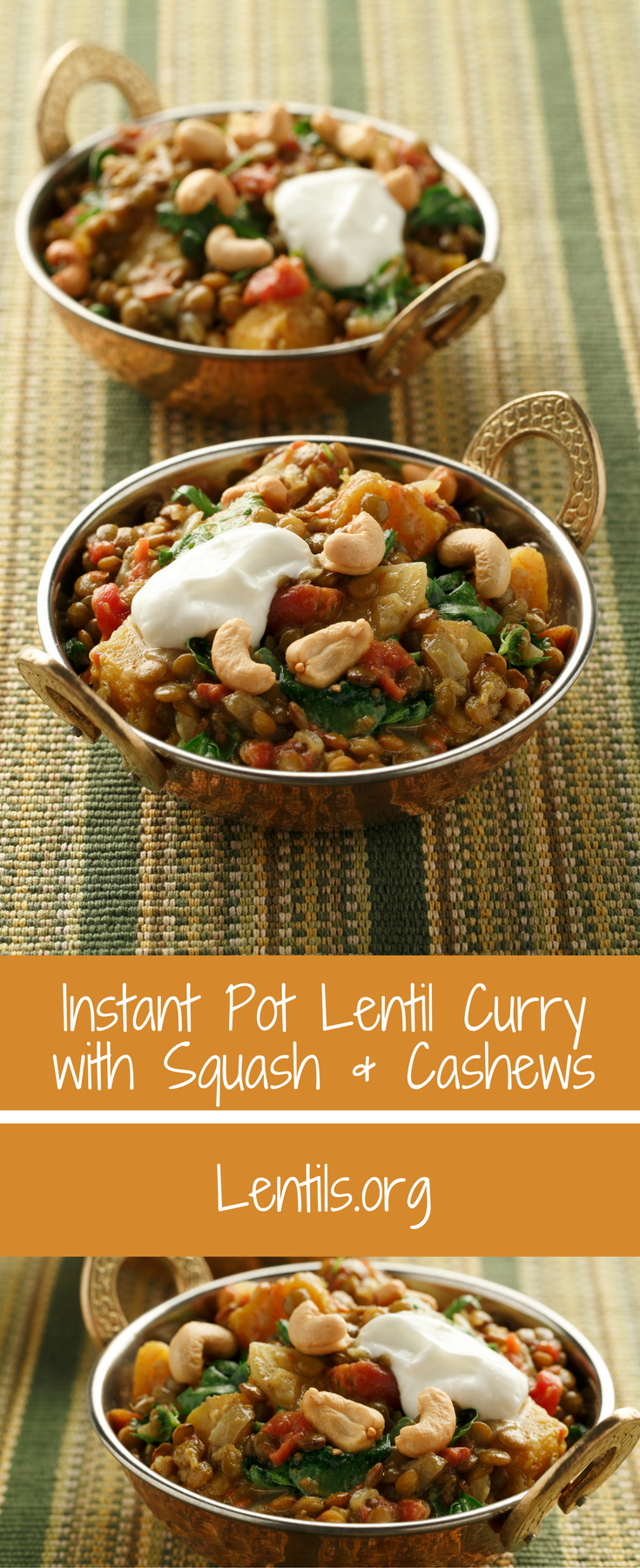 Quick, Easy & Simple Instant Pot Lentil Curry with Squash & Cashews Recipe