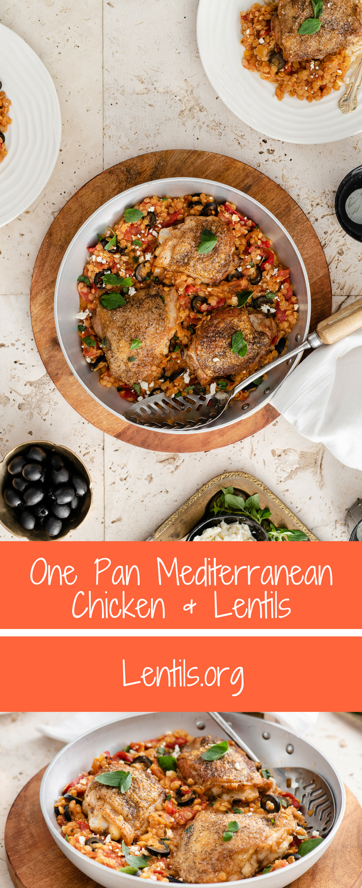 One Pan Mediterranean Chicken & Lentils Skillet Meal